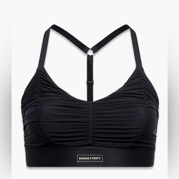 NEW SAVAGE X FENTY - Ruched Black Sports Bra with Adjustable Straps - Picture 2 of 12